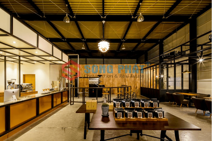 nội thất quán café phong cách industrial